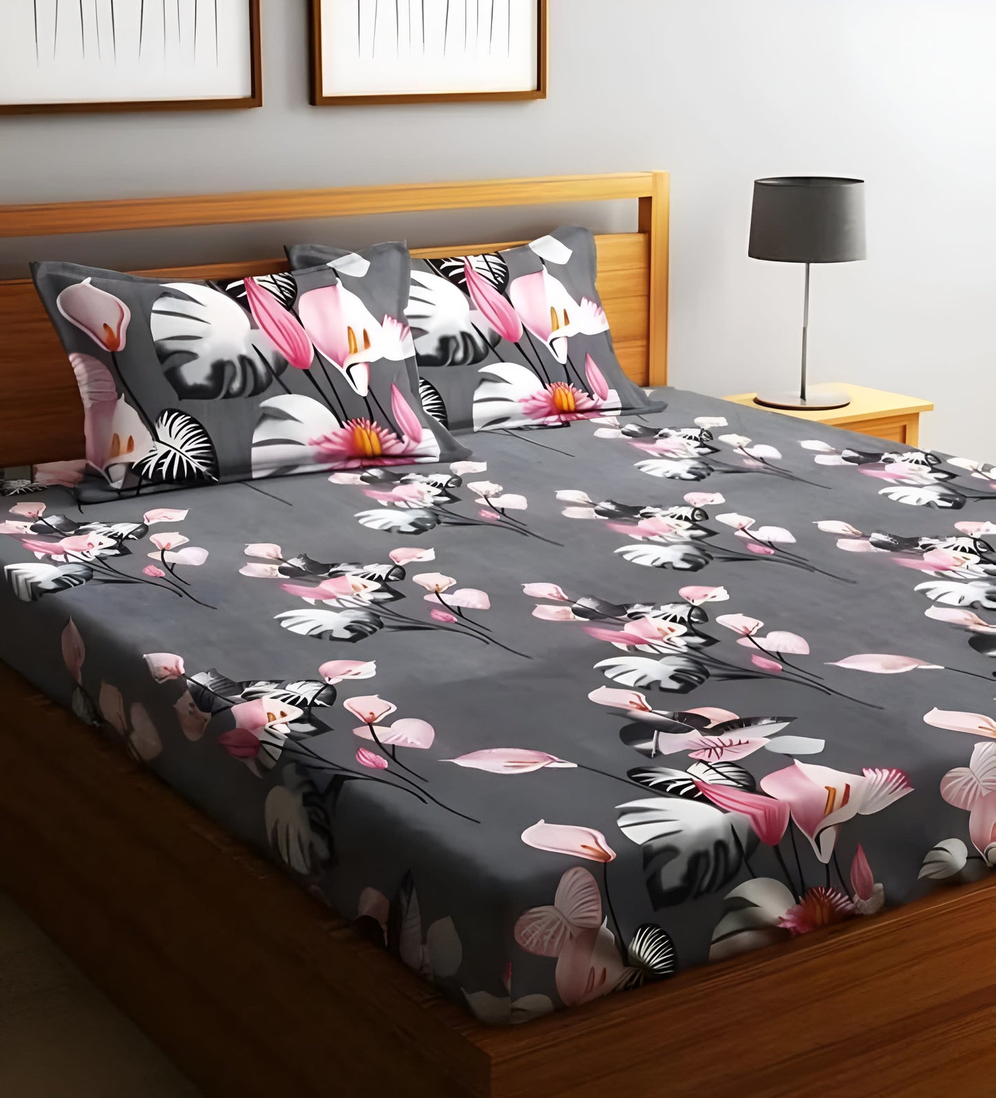 KALI Premium King Size Fitted Elastic Bedsheet With Two Pillow Covers (72X78X Upto 10 Inches) & 360 Degree Elasticated