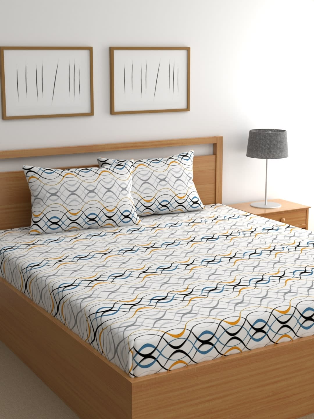 WHITE CIRCLES Premium Double Bedsheet With 2 Pillow Covers (72X78X Upto 10 Inches) & 360 Degree Elasticated