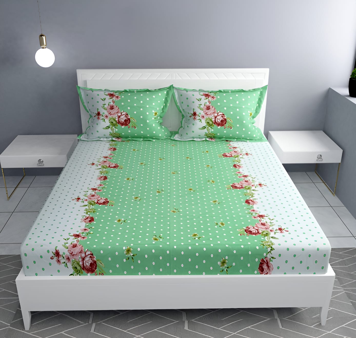 GREEN DOT Premium  Fitted Bedsheet (72X78X Upto 10 Inches) & 360 Degree Elasticated