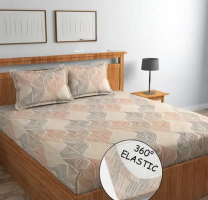 KALASH Premium King Size Fitted Elastic Bedsheet With Two Pillow Covers  (72X78X Upto 10 Inches) & 360 Degree Elasticated