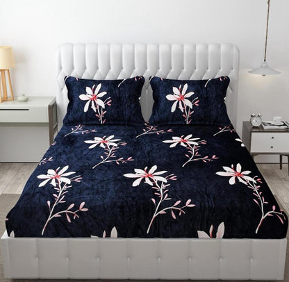 PREMIUM 500 TC HEAVY FLANNEL WARM  FITTED BEDSHEET WITH ELASTIC AND Floral design