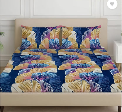 KOHLI FIT Premium King Size Fitted Floral Bedsheet Multicolor with 2 Pillow Covers (72X78X Upto 10 Inches) & 360 Degree Elasticated