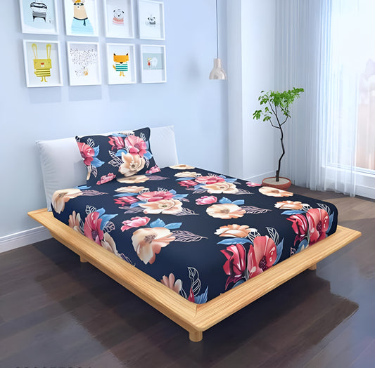220 TC Black Single Bed Fitted Bedsheet Having Size 36X72 (Fits Upto 8 Inches Of Mattress)
