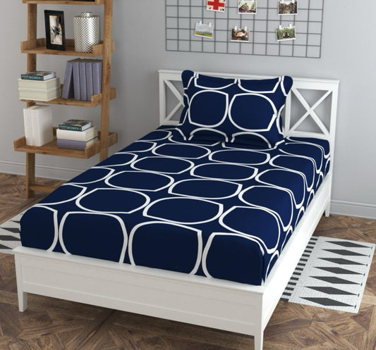 220 TC Blue Single Bed Fitted Bedsheet Having Size 36X72 (Fits Upto 8 Inches Of Mattress)