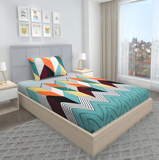 220 TC Multicolor Single Bed Fitted Bedsheet Having Size 36X72 (Fits Upto 8 Inches Of Mattress)