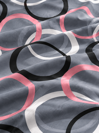 Grey round 220 TC  Fitted Floral Bedsheet Multicolor with 2 Pillow Covers (72X78X Upto 10 Inches) & 360 Degree Elasticated