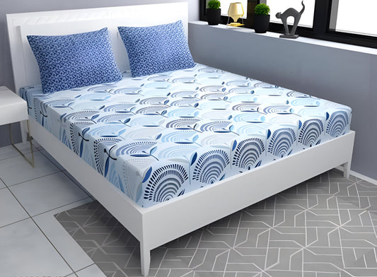 A+B Premium King Size Fitted Elastic Bedsheet With Two Pillow Covers  (72X78X Upto 10 Inches) & 360 Degree Elasticated