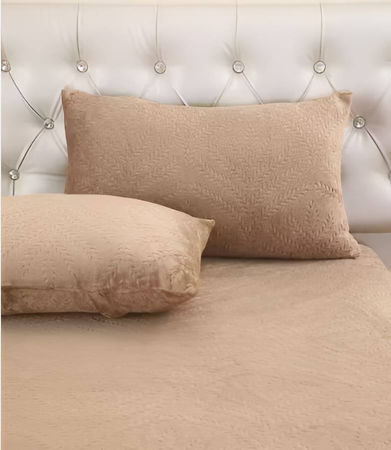 PREMIUM 500 TC HEAVY VELVET WARM  FITTED BEDSHEET WITH ELASTIC ALL AROUND having Embossing Floral design