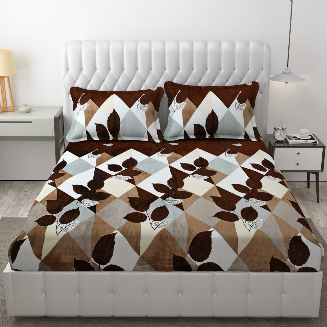 PREMIUM 500 TC HEAVY FLANNEL WARM  FITTED BEDSHEET WITH ELASTIC AND Floral design