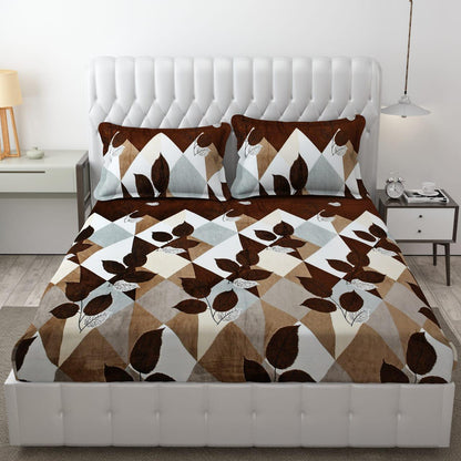 PREMIUM 500 TC HEAVY FLANNEL WARM  FITTED BEDSHEET WITH ELASTIC AND Floral design
