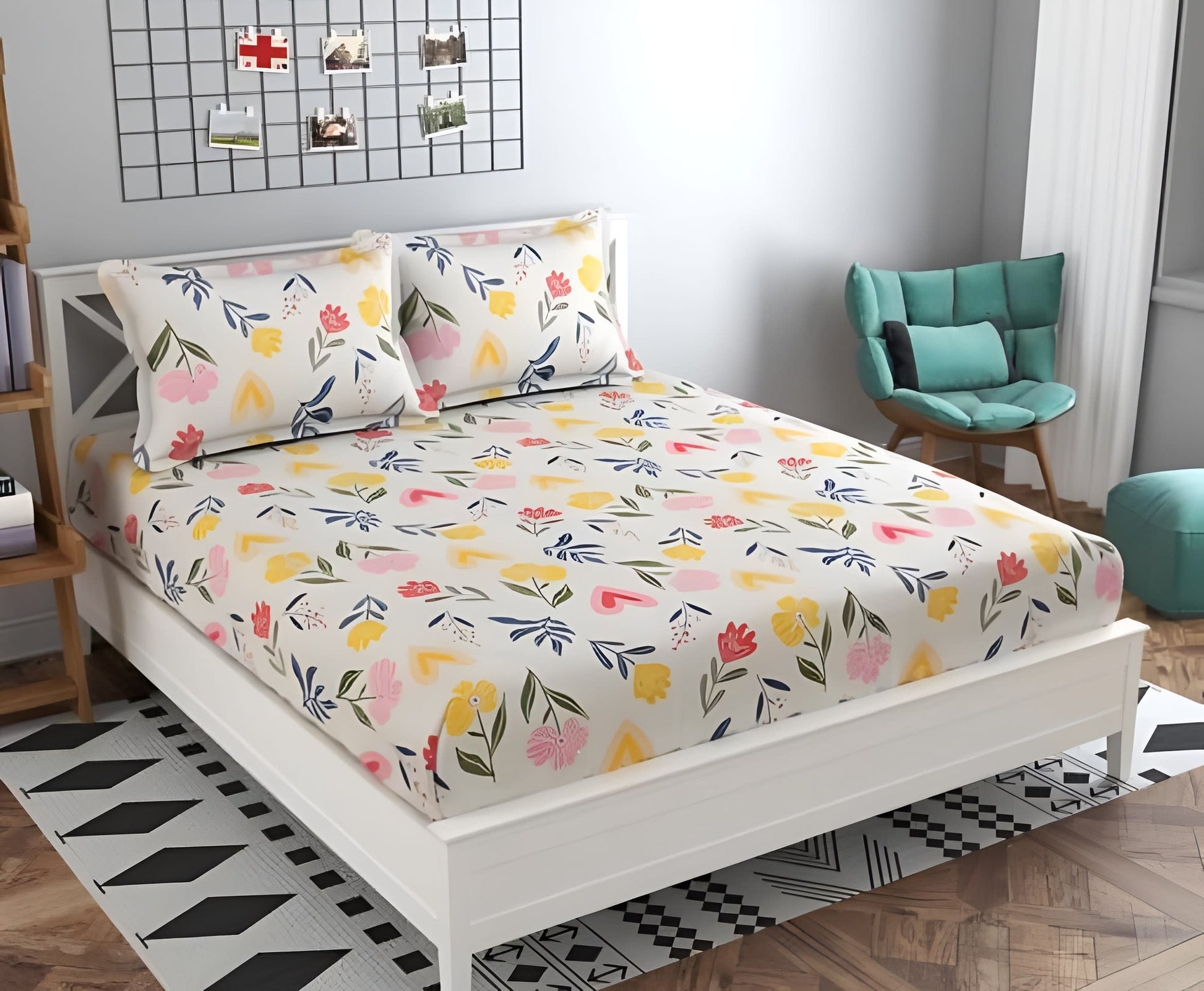 FLORANCE Premium King Size Fitted Elastic Bedsheet With Two Pillow Covers (72X78X Upto 10 Inches) & 360 Degree Elasticated