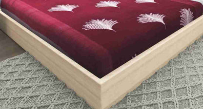 RED Premium King Size Floral Bedsheet with 2 Pillow Covers (72X78X Upto 10 Inches) & 360 Degree Elasticated