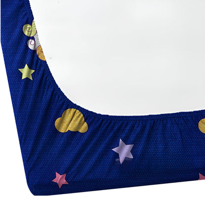 UNICORN Premium  Fitted Bedsheet Multicolor with 2 Pillow Covers (72X78X Upto 10 Inches) & 360 Degree Elasticated