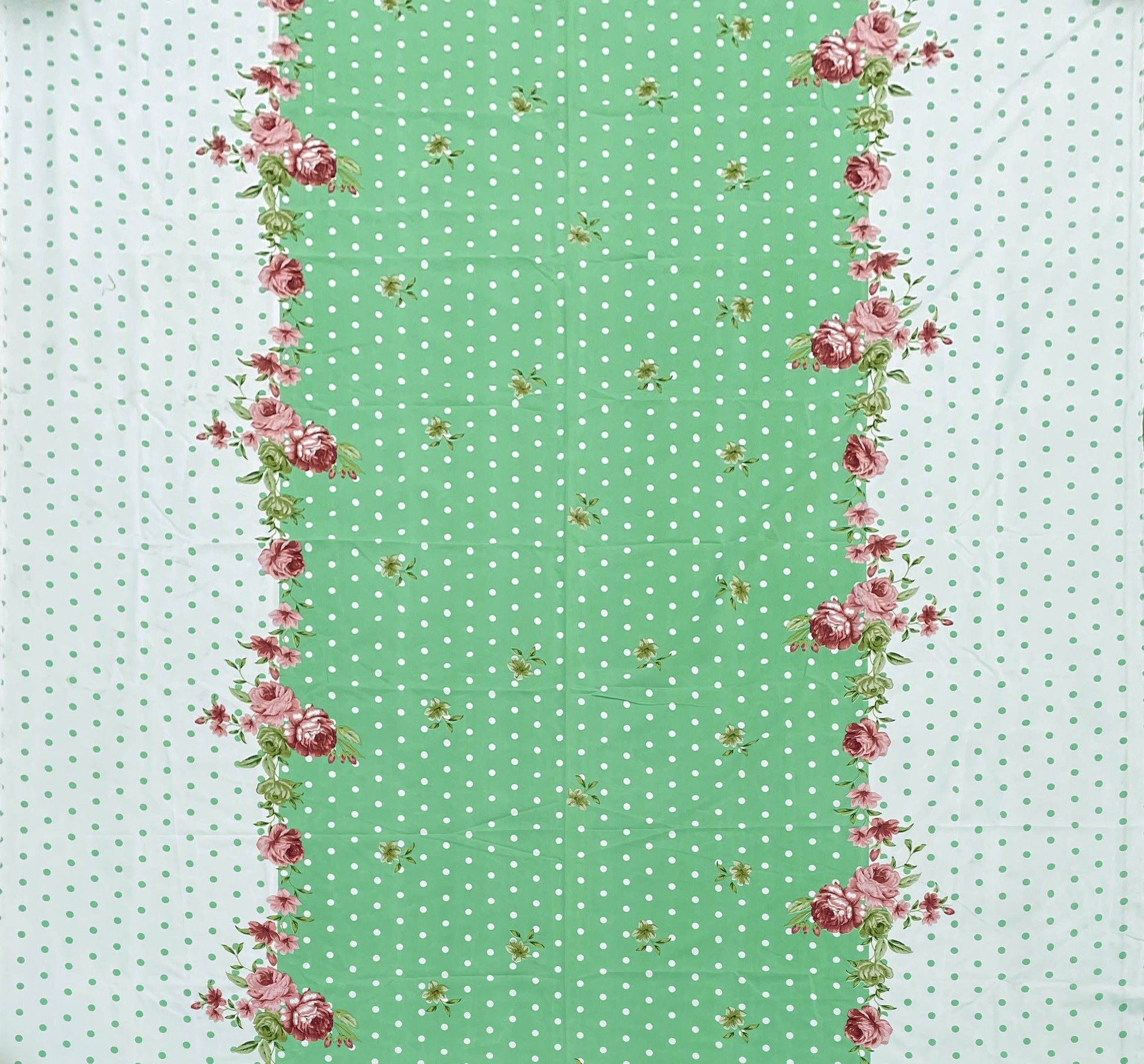 GREEN DOTED Premium  Fitted Floral Bedsheet  (72X78X Upto 10 Inches) & 360 Degree Elasticated