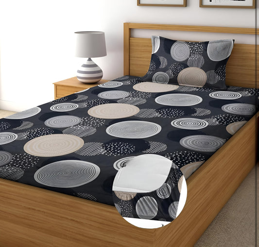 220 TC Grey Single Bed Fitted Bedsheet Having Size 36X72 (Fits Upto 8 Inches Of Mattress)