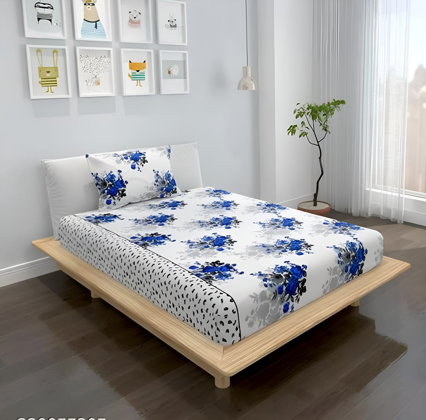 220 TC White Single Bed Fitted Bedsheet Having Size 36X72 (Fits Upto 8 Inches Of Mattress)