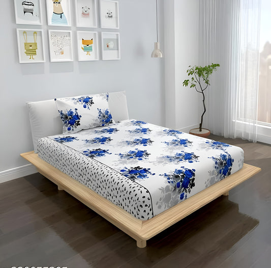 220 TC White Single Bed Fitted Bedsheet Having Size 36X72 (Fits Upto 8 Inches Of Mattress)