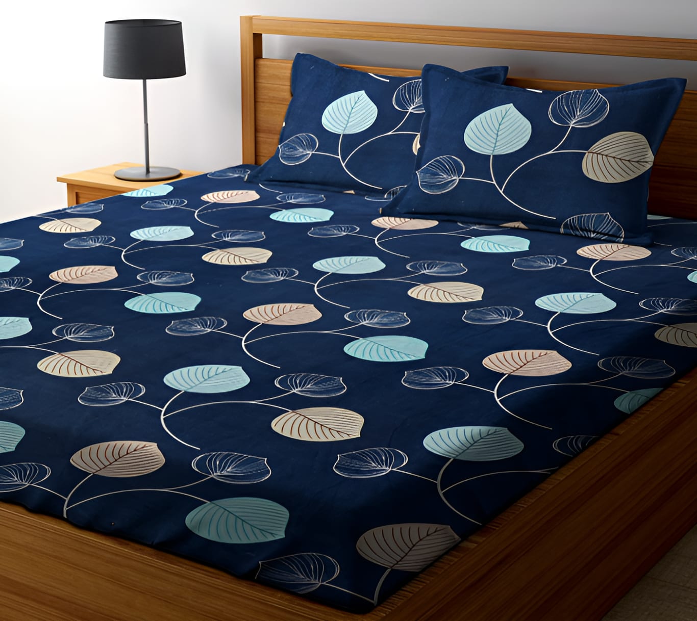 BIG PETALS Premium  Fitted Stripe Bedsheet with 2 Pillow Covers (72X78X Upto 10 Inches) & 360 Degree Elasticated