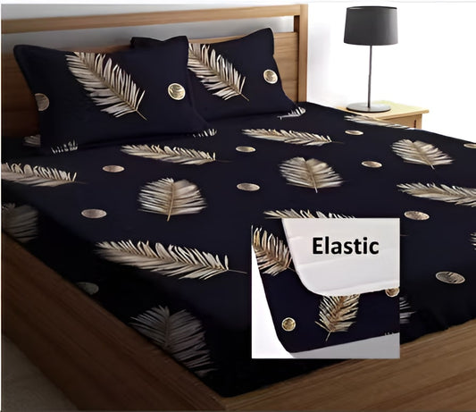 CLASSICAL Premium Double Bedsheet With 2 Pillow Covers (72X78X Upto 10 Inches) & 360 Degree Elasticated
