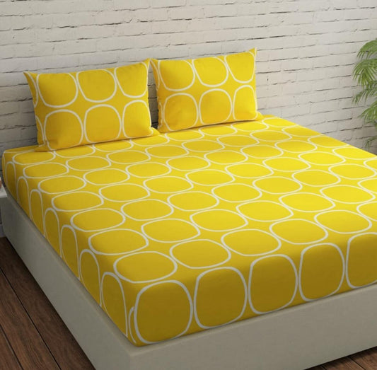 YELLOW AUDI Premium King Size Fitted Elastic Bedsheet With Two Pillow Covers (72X78X Up to 10 Inches) & 360 Degree Elasticated