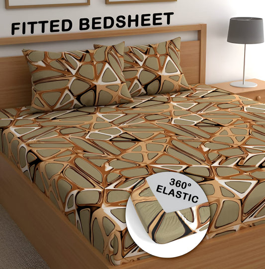 Best Seller Premium  Fitted Elastic Bedsheet With Two Pillow Covers  (72X78X Upto 10 Inches) & 360 Degree Elasticated