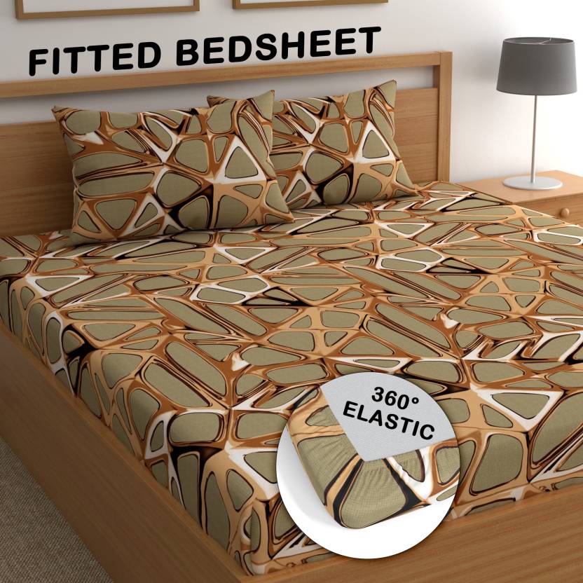 Best Seller Premium  Fitted Elastic Bedsheet With Two Pillow Covers  (72X78X Upto 10 Inches) & 360 Degree Elasticated