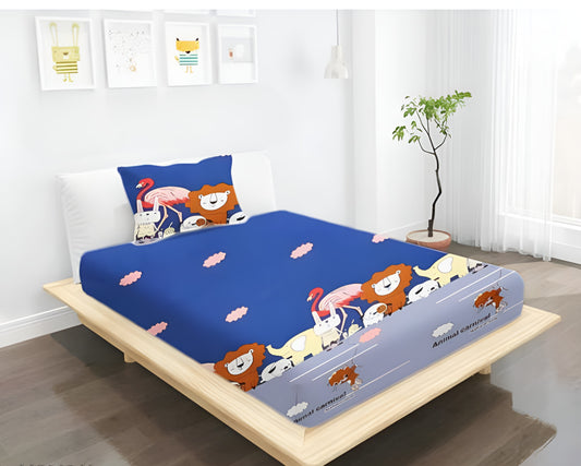 220 TC Kids Design Single Bed Fitted Bedsheet Having Size 36X72 (Fits Upto 8 Inches Of Mattress)