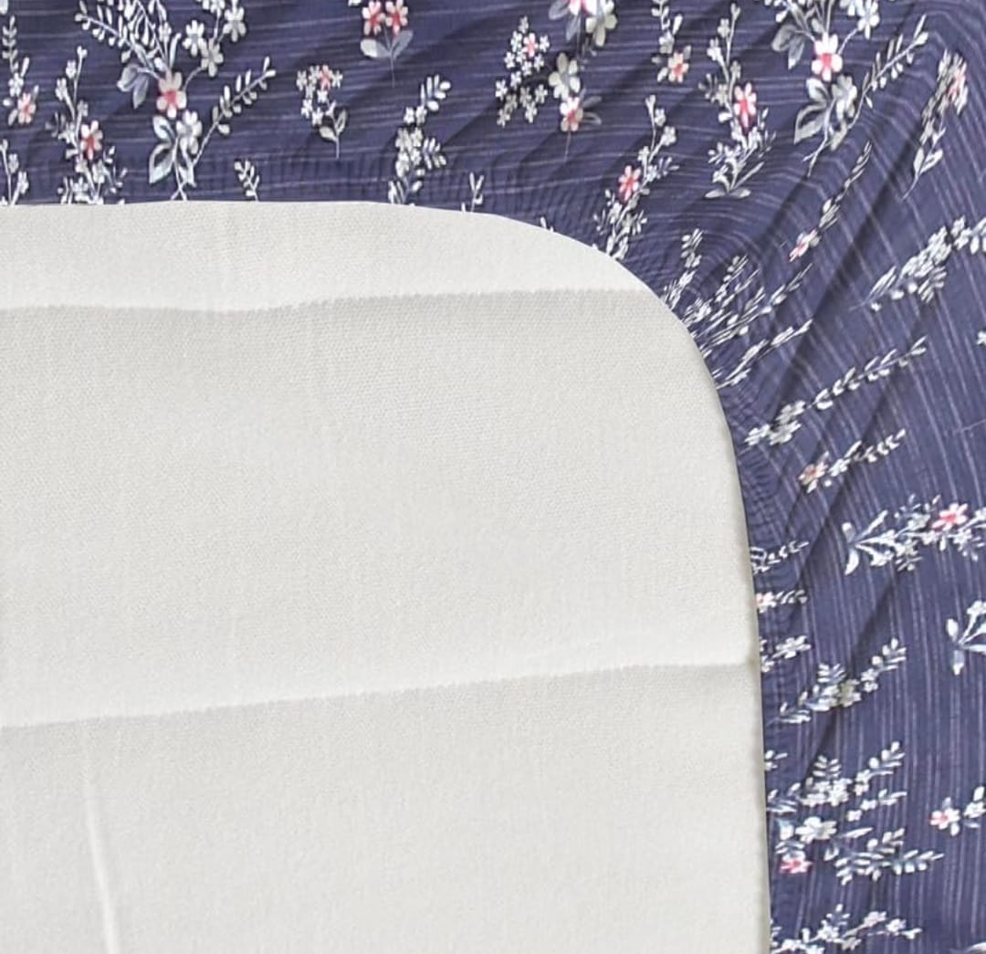 FLORANCE Premium King Size Fitted Floral Bedsheet GREY (72X78X Upto 10 Inches) & 360 Degree Elasticated