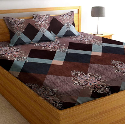 ATTRACTIVE Premium King Size Fitted Elastic Bedsheet With Two Pillow Covers (72X78X Upto 10 Inches) & 360 Degree Elasticated