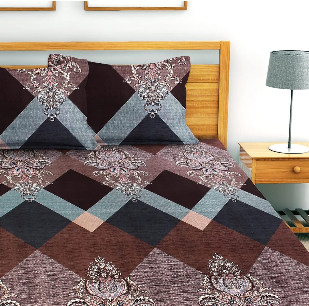 ATTRACTIVE Premium King Size Fitted Elastic Bedsheet With Two Pillow Covers (72X78X Upto 10 Inches) & 360 Degree Elasticated