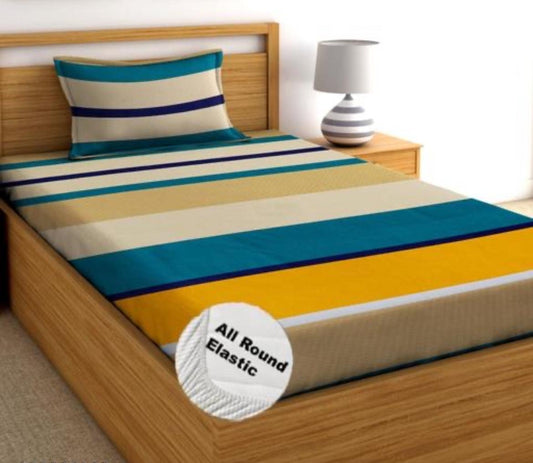 220 TC Multicolor Single Bed Fitted Bedsheet Having Size 36X72 (Fits Upto 8 Inches Of Mattress)