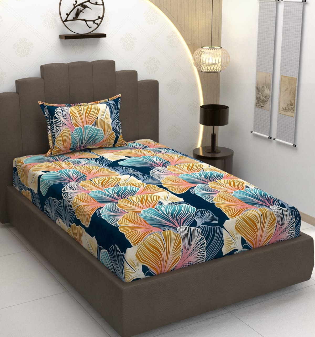 220 TC Multicolor Single Bed Fitted Bedsheet Having Size 36X72 (Fits Upto 8 Inches Of Mattress)