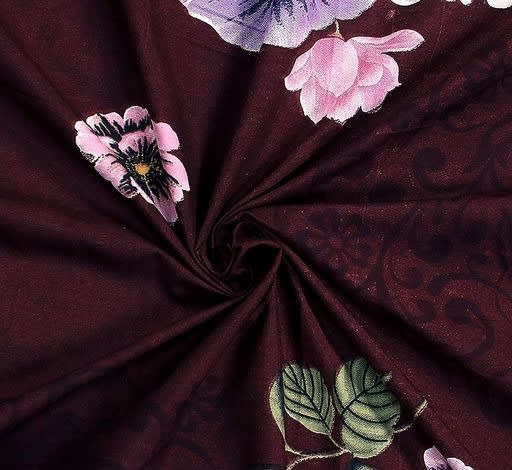 MAROON Premium  Fitted Floral Bedsheet (72X78X Upto 10 Inches) & 360 Degree Elasticated