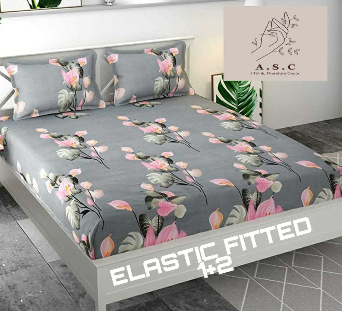 KALI FLOWERS Premium  Fitted Elastic Bedsheet With Two Pillow Covers  (72X78X Upto 10 Inches) & 360 Degree Elasticated
