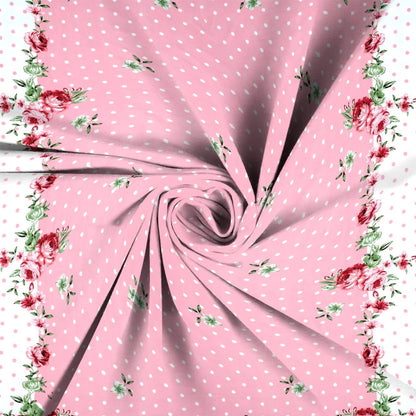 PINK DOTS Elastic Fitted Bedsheets (72X78X Upto 10 Inches) & 360 Degree Elasticated