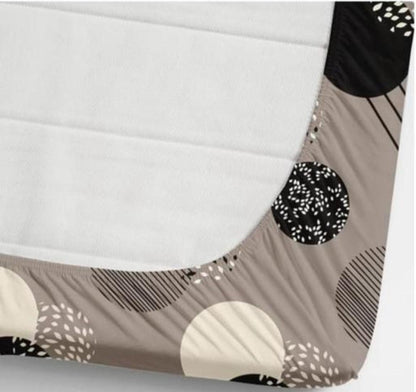 HOLES BLACK Premium Double Bed Fitted Floral Bedsheet GREY with 2 Pillow Covers (72X78X Upto 10 Inches) & 360 Degree Elasticated