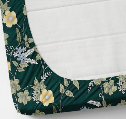 NEW GREEN 220 TC Double Bedsheet With 2 Pillow Covers (72X78X Upto 10 Inches) & 360 Degree Elasticated