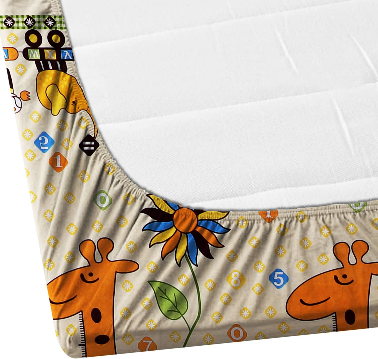 GIRAFFEE Premium Fitted Bedsheet with 2 Pillow Covers (72X78X Upto 10 Inches) & 360 Degree Elasticated