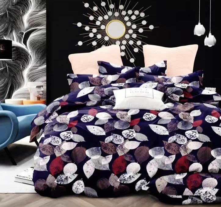 BLACK LEAFS Premium  Fitted Elastic Bedsheet With Two Pillow Covers (72X78X Upto 10 Inches) & 360 Degree Elasticated