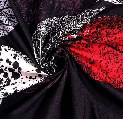 BLACK LEAVES Premium  Fitted Elastic Bedsheet With Two Pillow Covers (72X78X Upto 10 Inches) & 360 Degree Elasticated