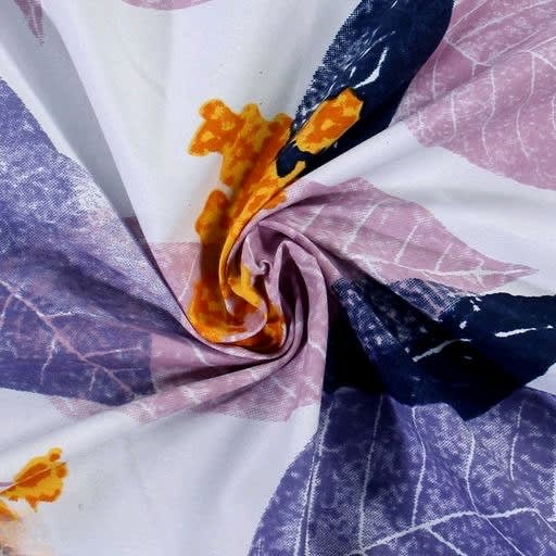 PINK LEAVES Premium  Fitted Elastic Bedsheet With Two Pillow Covers (72X78X Upto 10 Inches) & 360 Degree Elasticated