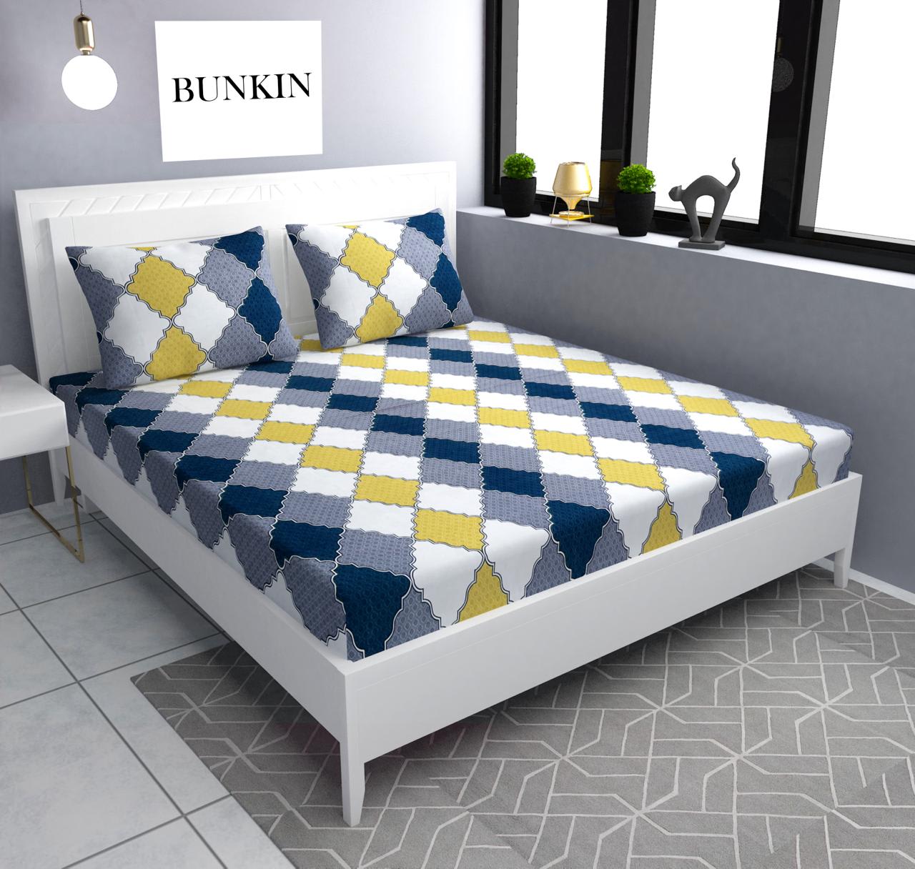 WHITE CARPET Premium King Size Fitted Elastic Bedsheet With Two Pillow Covers (72X78X Upto 10 Inches) & 360 Degree Elasticated