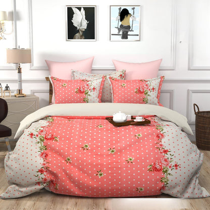 PINK DOTTEDS Premium  Fitted Elastic Bedsheet With Two Pillow Covers  (72X78X Upto 10 Inches) & 360 Degree Elasticated