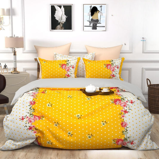 YELLOW DOT Premium  Fitted Elastic Bedsheet With Two Pillow Covers  (72X78X Upto 10 Inches) & 360 Degree Elasticated | BS