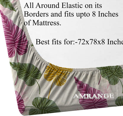 P&G Premium King Size Fitted Elastic Bedsheet With Two Pillow Covers  (72X78X Upto 10 Inches) & 360 Degree Elasticated