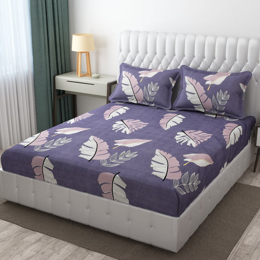 Premium  Fitted Elastic Bedsheet With Two Pillow Covers  (72X78X Upto 10 Inches) & 360 Degree Elasticated