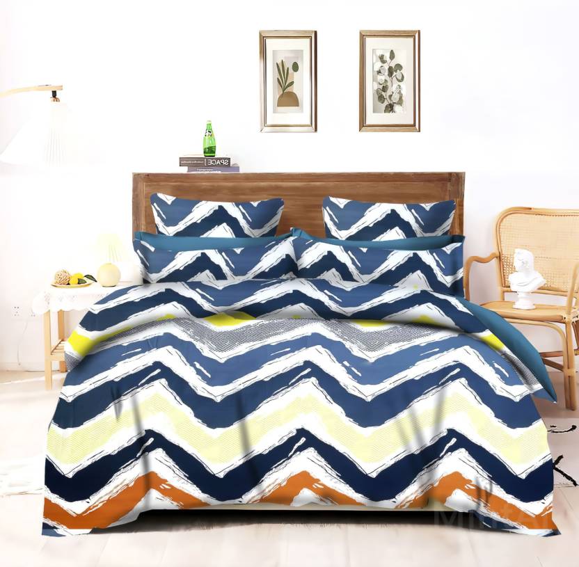 MULTI WHITE Premium  Fitted Elastic Bedsheet With Two Pillow Covers  (72X78X Upto 10 Inches) & 360 Degree Elasticated