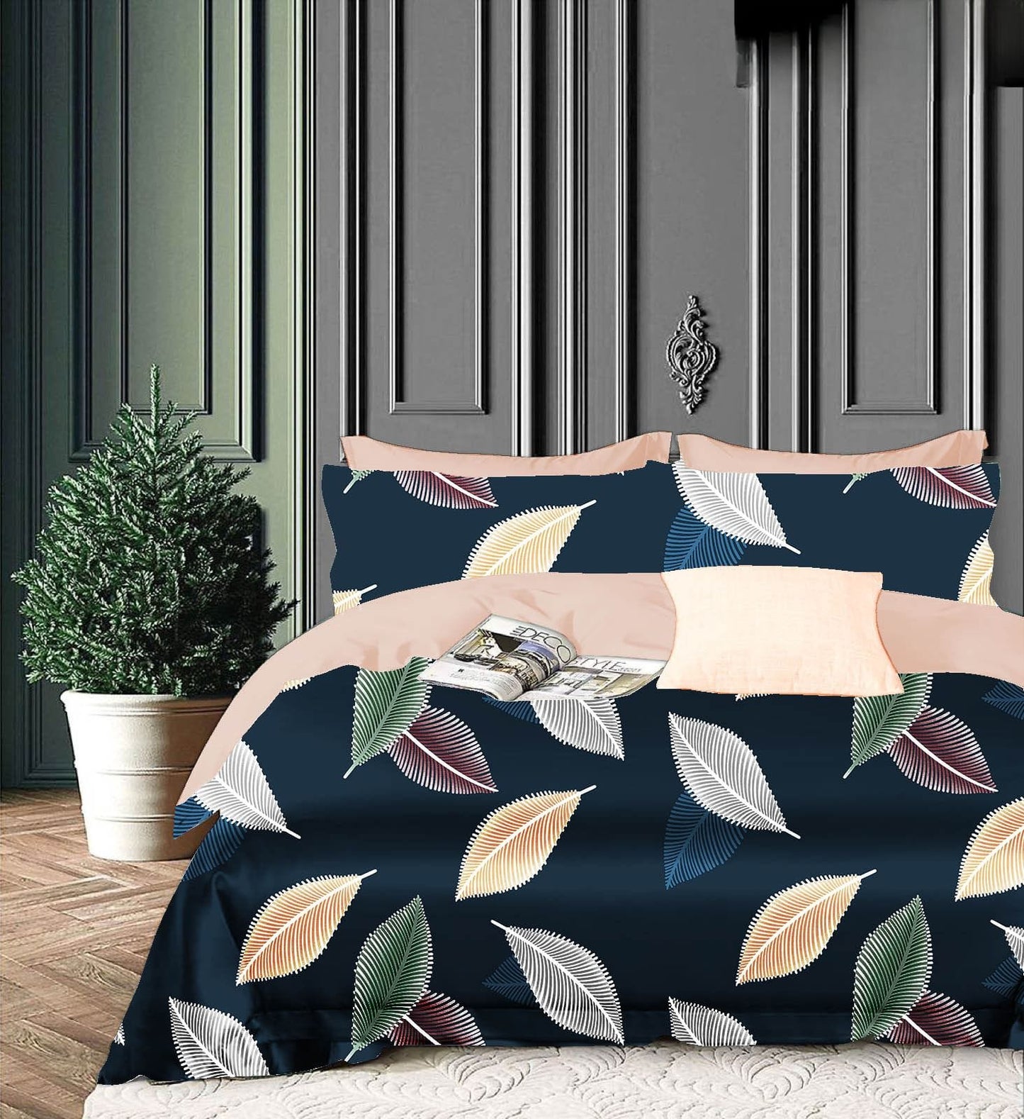 BLUE PETALS Premium Fitted Elastic Bedsheet With Two Pillow Covers  (72X78X Upto 10 Inches) & 360 Degree Elasticated