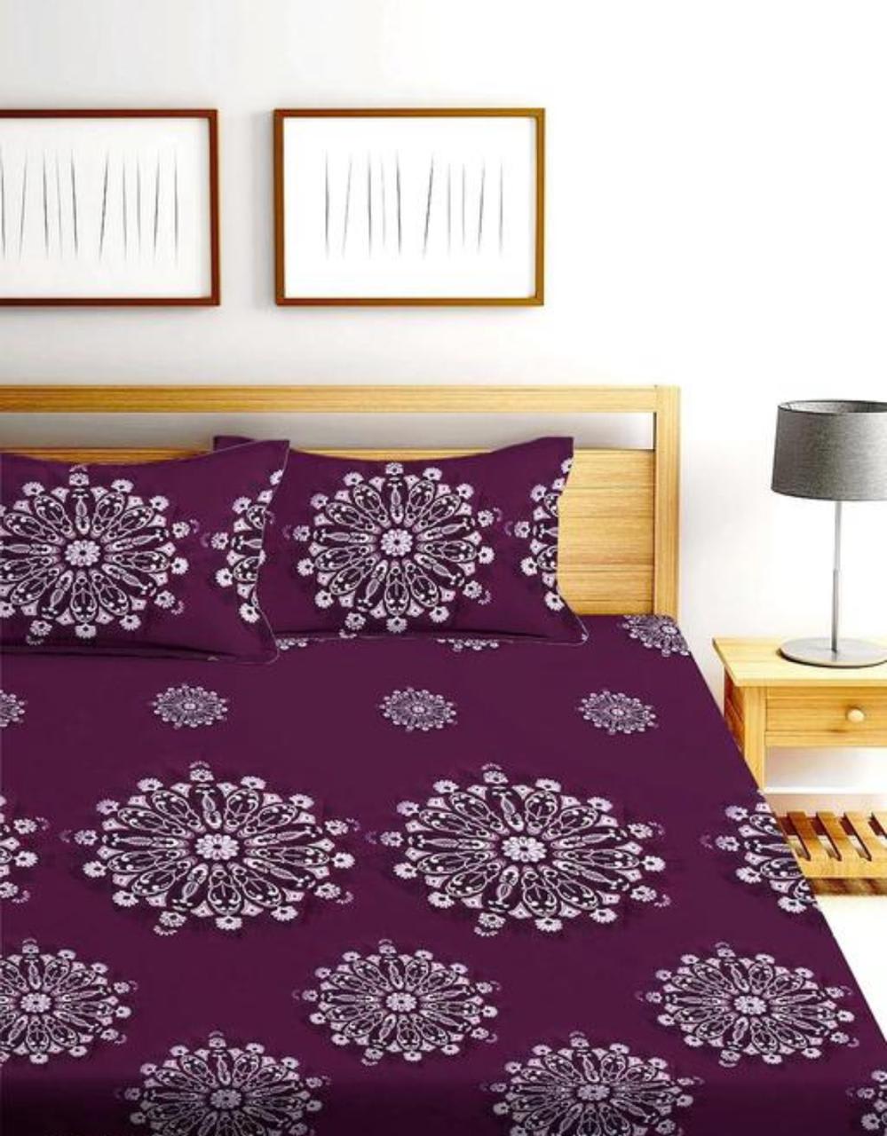 JAIPURI Premium  Fitted Elastic Bedsheet With Two Pillow Covers  (72X78X Upto 10 Inches) & 360 Degree Elasticated