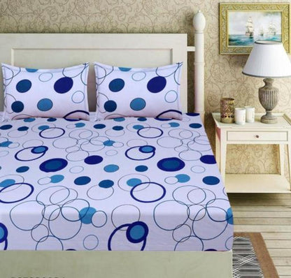 WHITE BASE Premium  Fitted Elastic Bedsheet With Two Pillow Covers  (72X78X Upto 10 Inches) & 360 Degree Elasticated